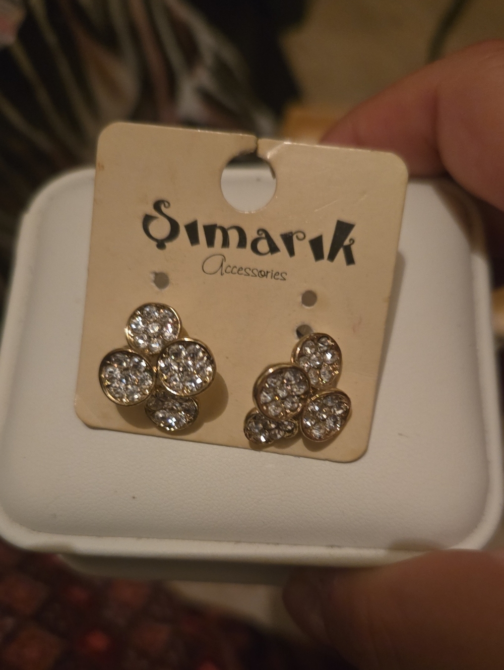 Simarik Gold and Clear Crystal Cluster Stud Earrings